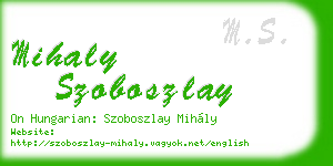 mihaly szoboszlay business card